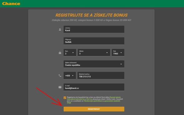 Chance - návod na registraci (2)