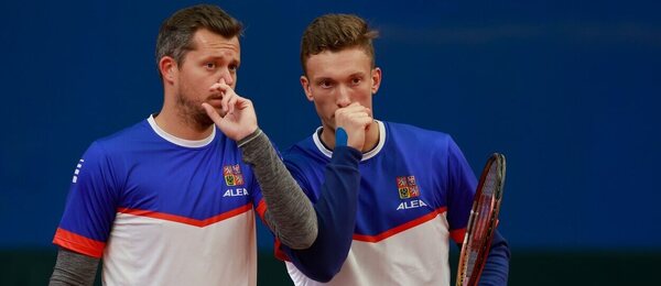 Tenis, Davis Cup - Davisův pohár, Adam Pavlásek a Jiří Lehečka při tréninku na zápas