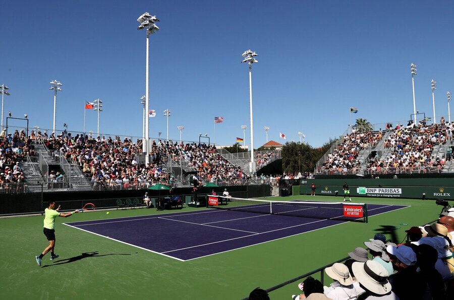 Tenis, ATP, pohled na kurt v Indian Wells, BNP Paribas Open