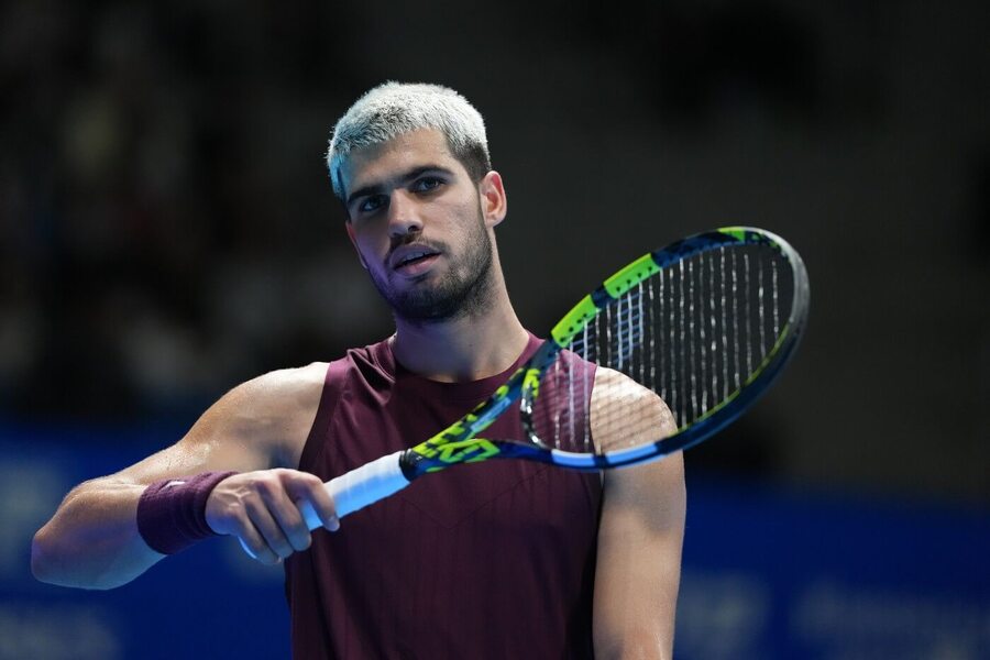 Tenis, ATP, Carlos Alcaraz během finále turnaje v Tokiu, Japan Open