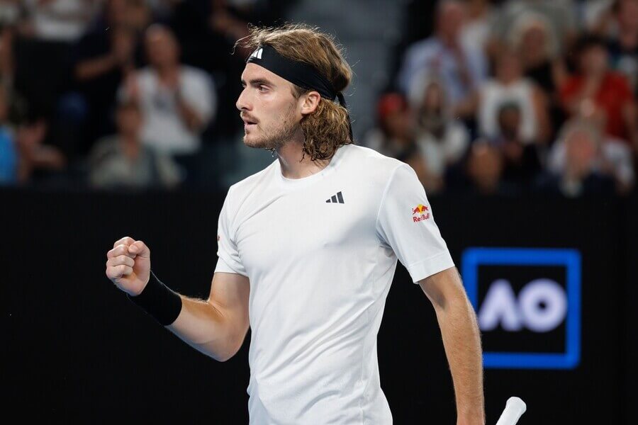 Tenis, ATP, Stefanos Tsitsipas při finále Australian Open 2023