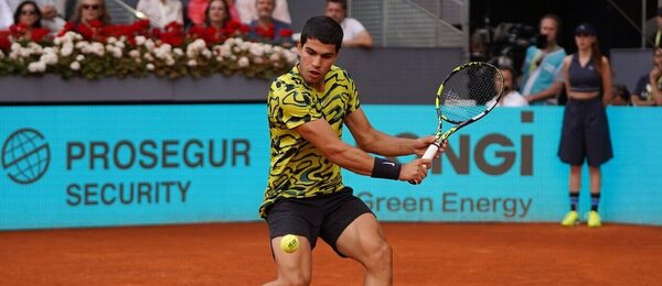 Tenis, ATP, Carlos Alcaraz během finále turnaje v Madridu, Mutua Madrid Open