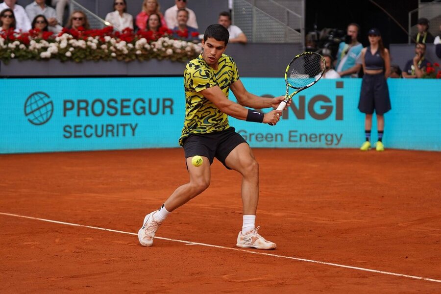 Tenis, ATP, Carlos Alcaraz během finále turnaje v Madridu, Mutua Madrid Open