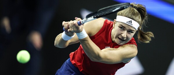 Tenis, česká hráčka Karolína Muchová během BJK Cupu