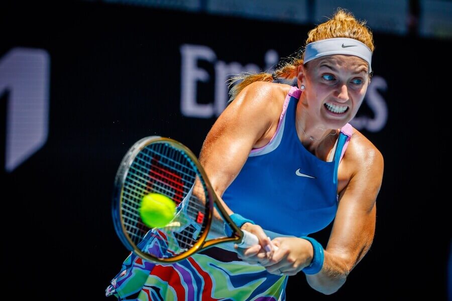 Česká tenistka Petra Kvitová v zápase na Australian Open 2023 v Melbourne - sledujte tenis Kvitová vs Kalinina dnes živě ve druhém kole - foto Profimedia