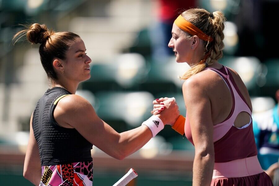 Tenistky Maria Sakkari a Petra Kvitová na turnaji WTA 1000 Indian Wells - sledujte dnes tenis Kvitová vs Sakkari na Indian Wells 2023 - online live stream a přímý přenos