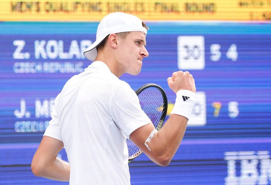 Tenis, grandslam US Open v New Yorku, Jakub Menšík po postupu z US Open 2023 kvalifikace