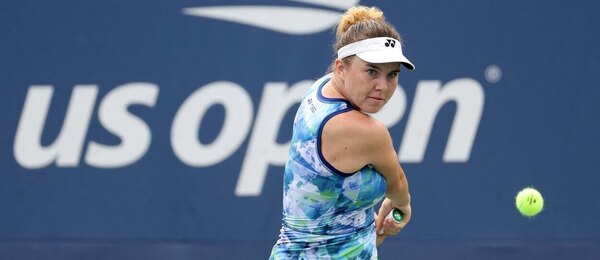 Česká tenistka Linda Nosková ve vítězném zápase 1. kola US Open 2023 - sledujte dnes tenis Nosková vs Jabeur živě online