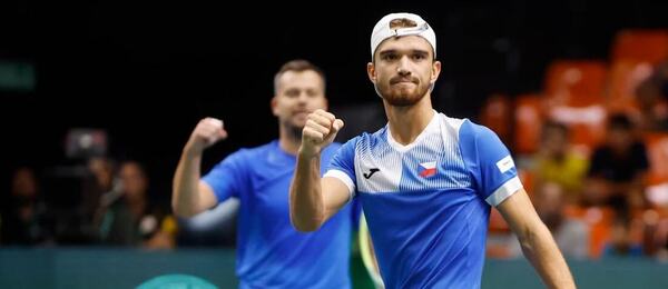 Tenis, Davis Cup - Davisův Pohár 2023, Tomáš Macháč a Adam Pavlásek se radují ve čtyřhře