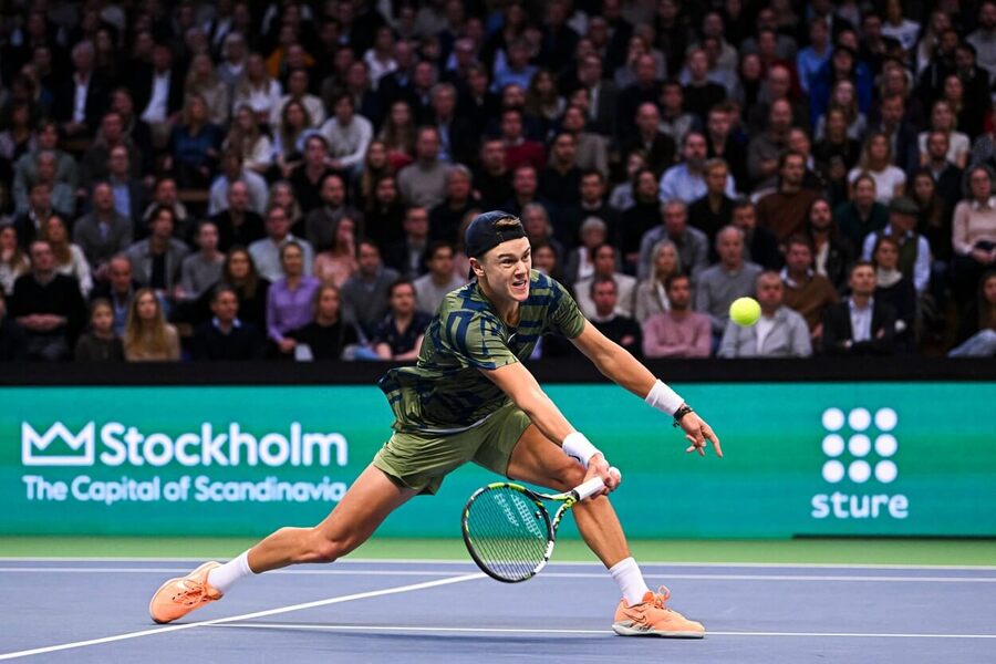 Tenis, ATP, Holger Rune během turnaje ATP 250 Stockholm Open, Švédsko