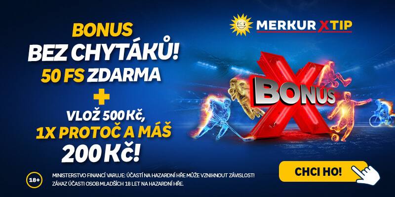 Získejte bonus u MerkurXtip - free spiny za registraci a dalších 200 Kč ke vkladu