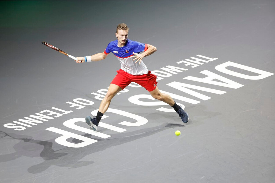 Tenis, Davis Cup - Davisův pohár 2023, Jiří Lehečka během trénínku před čtvrtfinále, Málaga