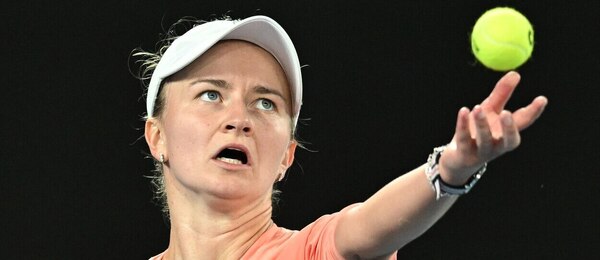 Česká tenistka Barbora Krejčíková ve vítězném zápase na Australian Open 2024, kde ji v osmifinále vyzve Mirra Andreeva