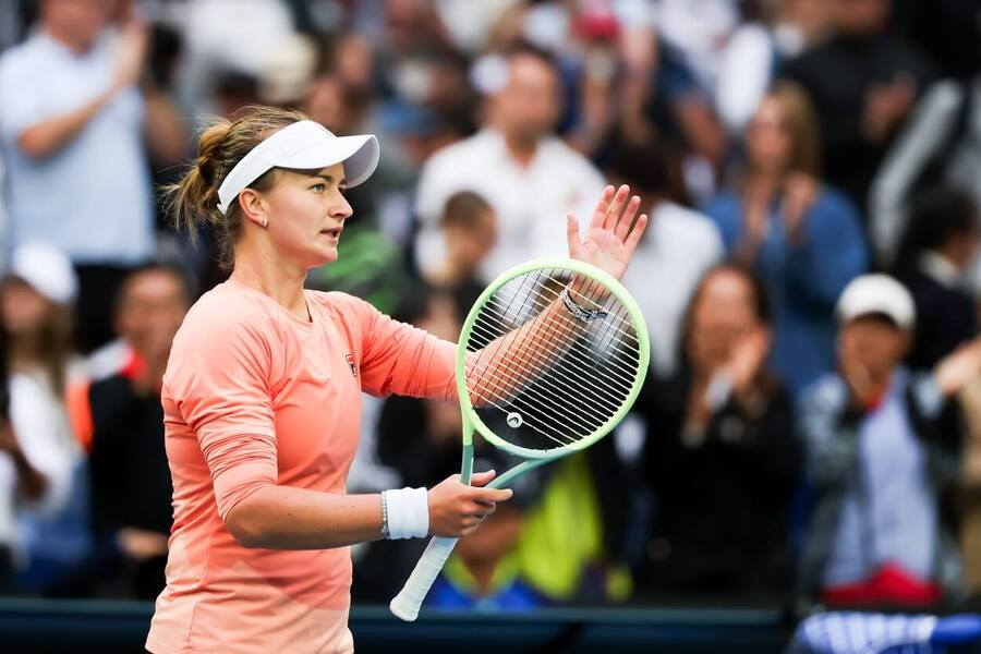 Tenis, grandslam Australian Open, Barbora Krejčíková se raduje z postupu do čtvrtfinále, Melbourne