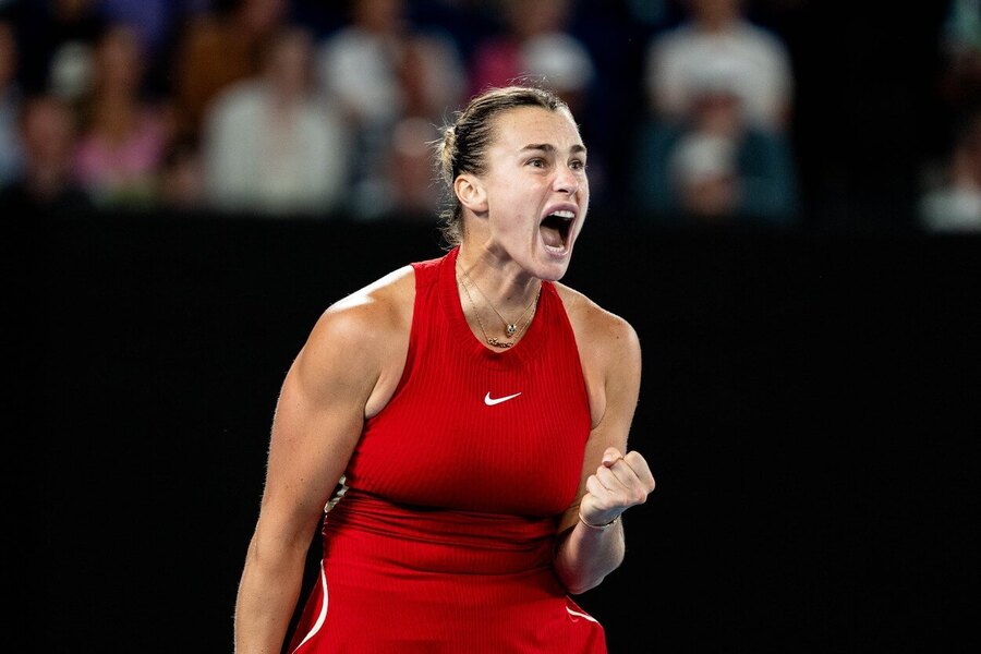 Tenis, grandslam Australian Open v Melbourne, Aryna Sabalenka se raduje v semifinále