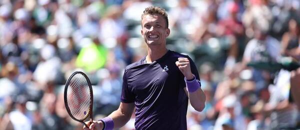 Tenis, ATP, Jiří Lehečka po výhře nad Tsitsipasem na turnaji ATP 1000 v Indian Wells, USA