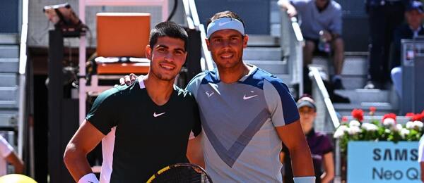 Tenis, ATP, Carlos Alcaraz a Rafael Nadal na turnaji Masters v Madridu, Španělsko