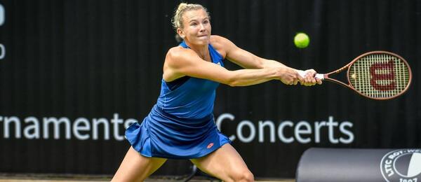 Kateřina Siniaková na turnaji WTA 500 v Berlíně, kde si dnes zahraje osmifinále proti Qinwen Zheng