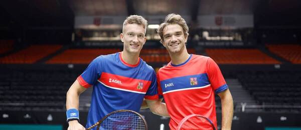 Tenis, ATP, Jiří Lehečka a Tomáš Macháč při tréninku na Davis Cupu