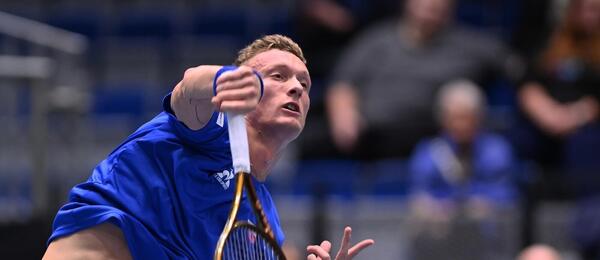 Jiří Lehečka během kvalifikace Davisova poháru 2025