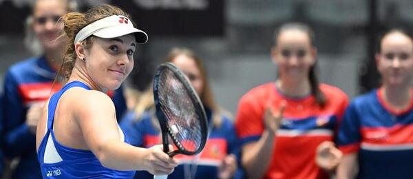 Tenis, BJK Cup - Billie Jean King Cup, Linda Nosková při zápase s Haddad Maiou, Ostrava, kvalifikace