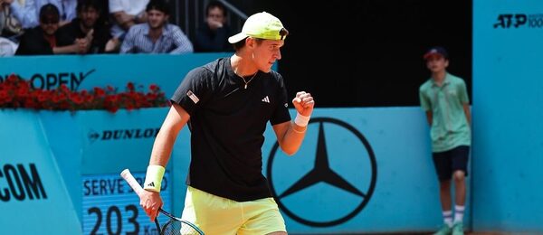 Tenis, ATP, Jakub Menšík během osmifinále turnaje v Madridu, Masters