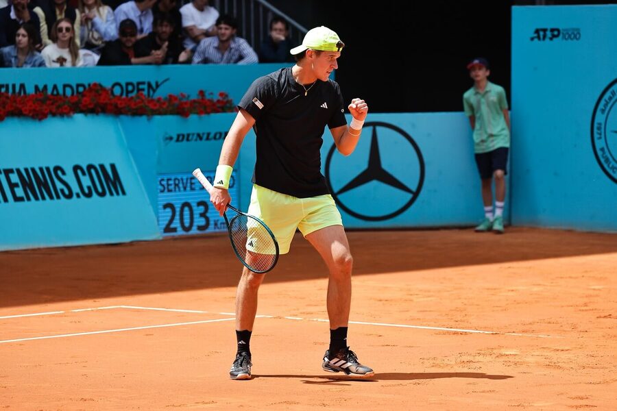 Tenis, ATP, Jakub Menšík během osmifinále turnaje v Madridu, Masters