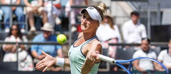 Markéta Vondroušová během semifinále proti Aryně Sabalence, WTA Berlín 2025
