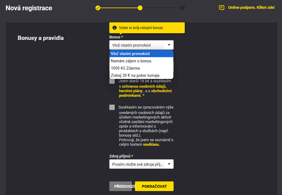 Fortuna promo kód: Kam zadat promocode při registraci u Fortuny