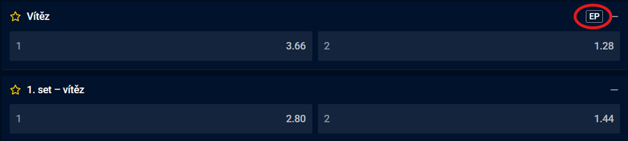 MerkurXtip Early payout - ikonka EP před vsazením