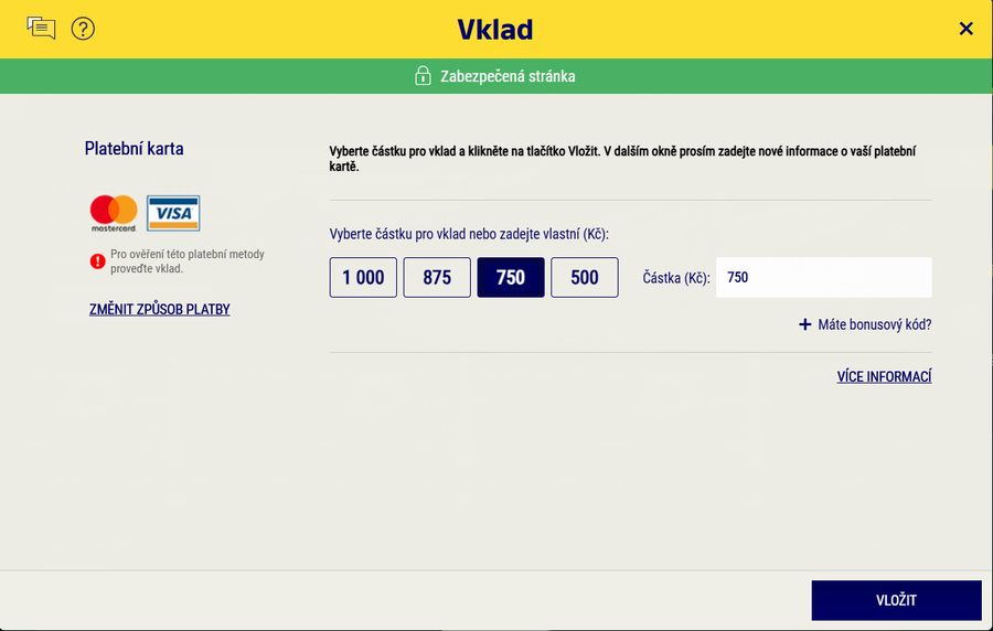 Sazkabet vklad s kódem