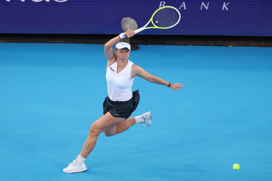 Barbora Krejčíková ve vítězném zápase 1. kola WTA Cincinnati Open 2025, dnes hraje 2. kolo s Elinou Svitolinou.