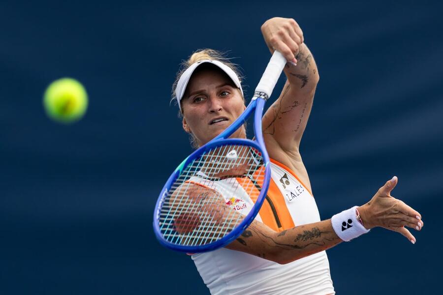 Česká tenistka Markéta Vondroušová ve vítězném zápase na US Open 2025, dnes hraje 2. kolo proti McCartney Kessler.