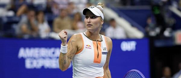 Tenis, WTA, Markéta Vondroušová během zápasu s Rybakinou, US Open 2025