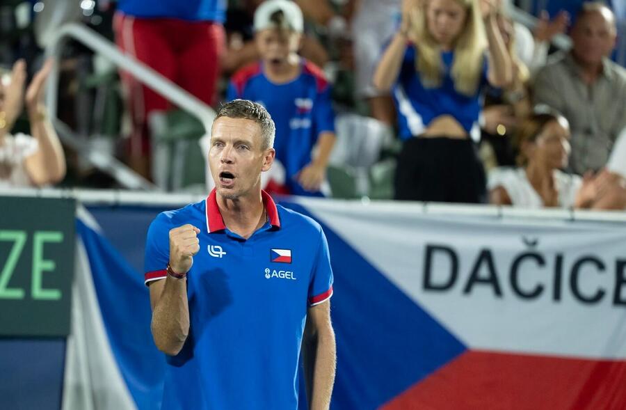 Tenis, Davis Cup - Davisův pohár, kapitán Tomáš Berdych během zápasu s USA