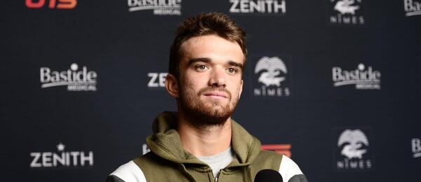 Tenis, exhibice UTS v Nimes, Tomáš Macháč na tiskové konferenci