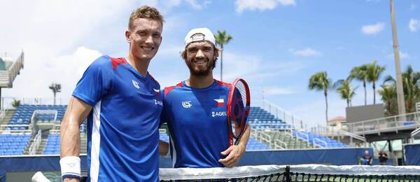 Jiří Lehečka a Tomáš Macháč během přípravy na Davis Cup, září 2025