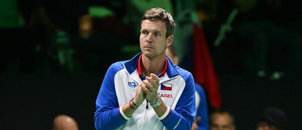 Tenis, Davis Cup, Tomáš Berdych během čtvrtfinále v italské Bologni