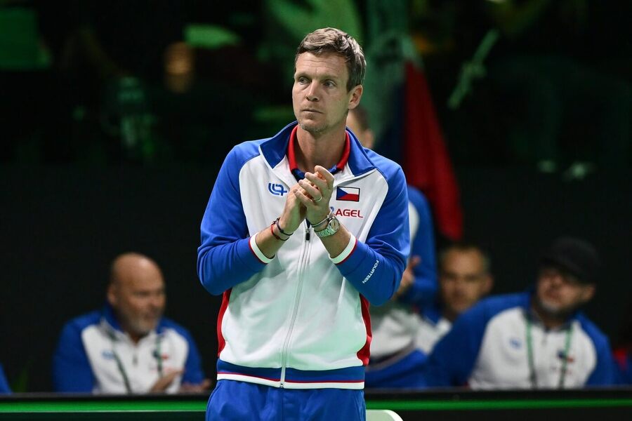 Tenis, Davis Cup, Tomáš Berdych během čtvrtfinále v&nbsp;italské Bologni