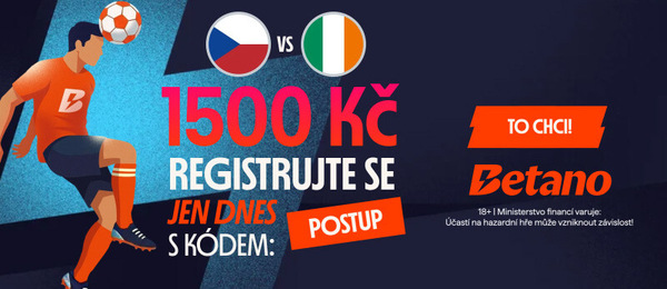 Zaregistrujte se dnes u Betana s promo kódem POSTUP a získejte sázku zdarma v hodnotě 1500 Kč