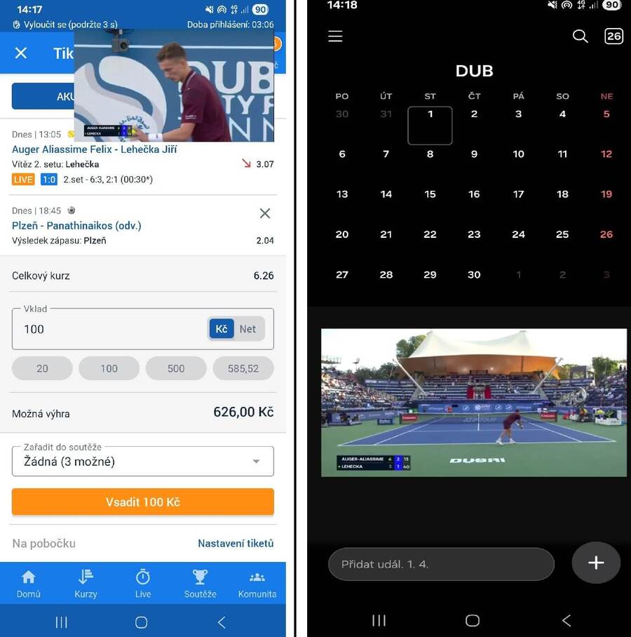 Ukázka posuvného okna od Tipsportu