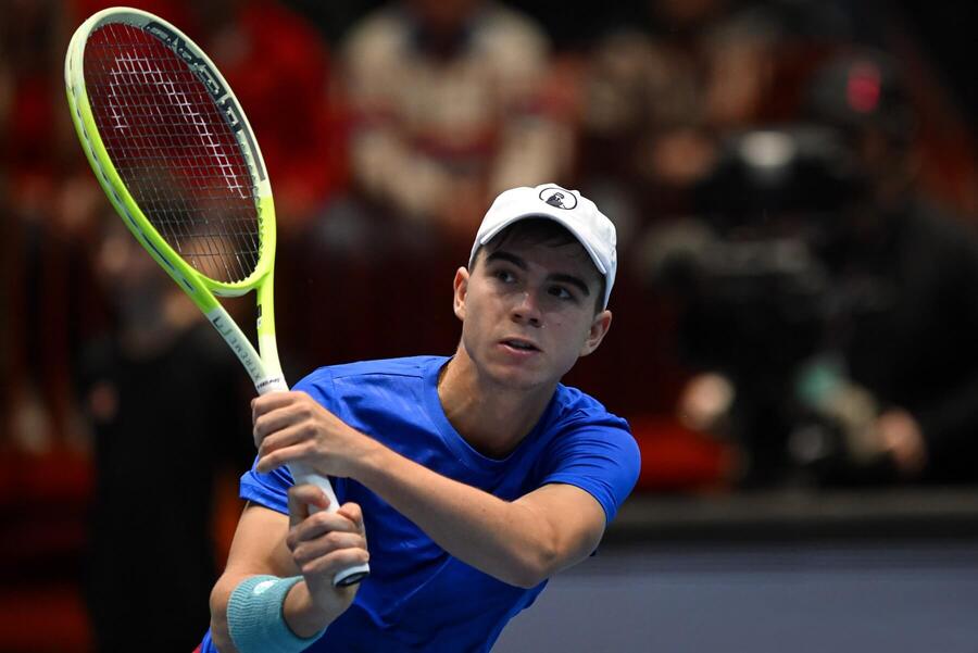 Dalibor Svrčina během kvalifikačního duelu Davis Cupu v&nbsp;Jihlavě