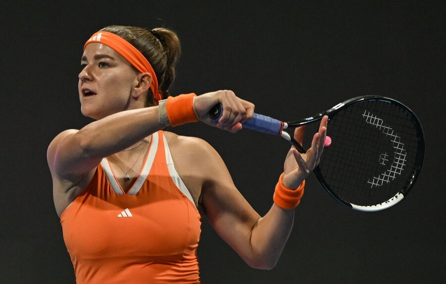 Karolína Muchová během vítězného finále turnaje WTA 1000 v&nbsp;Dauhá