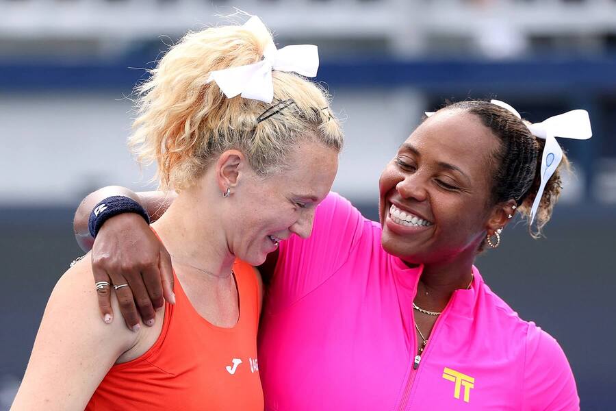 Kateřina Siniaková a&nbsp;Taylor Townsend na turnaji WTA 1000 Miami 2026