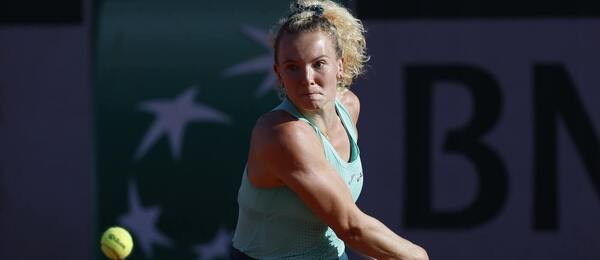 Kateřina Siniaková během zápasu 1. kola na French Open 2026
