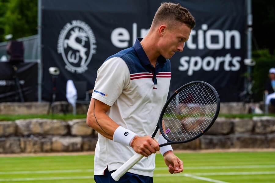 Jiří Lehečka v&nbsp;zápase s&nbsp;Jamesem Duckworthem na turnaji ATP 250 Stuttgart 2026