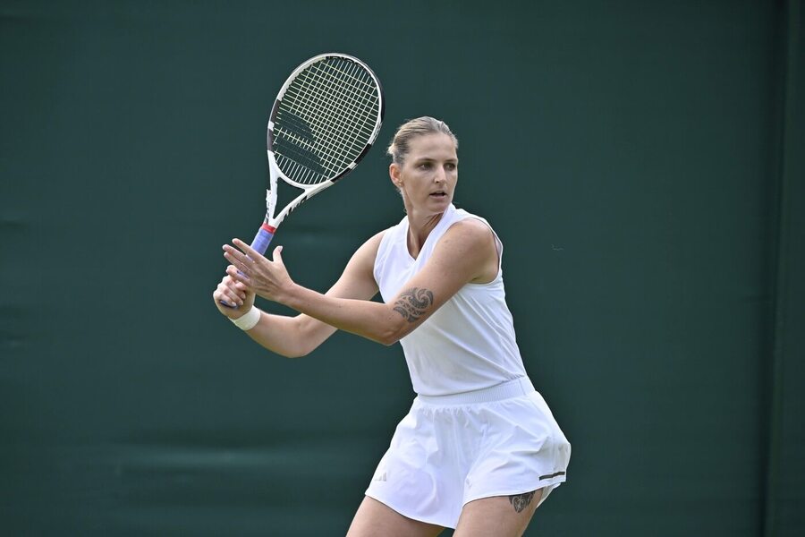 Karolína Plíšková v&nbsp;zápase 1.&nbsp;kola Wimbledonu 2026