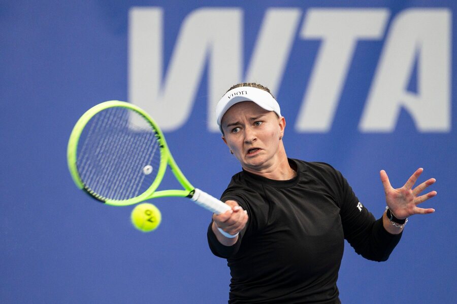 Barbora Krejčíková během utkání 1.&nbsp;kola na WTA Prague Open 2026