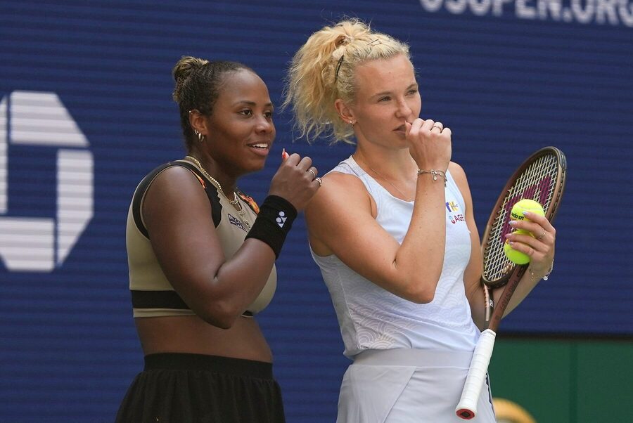 Taylor Townsend a&nbsp;Kateřina Siniaková během US Open 2025
