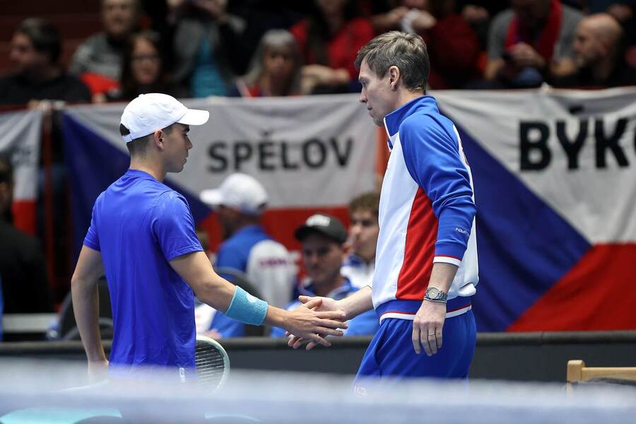 Dalibor Svrčina a&nbsp;Tomáš Berdych během kvalifikace Davis Cupu 2026
